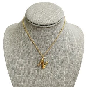 New Chainspro N Initial Monogram Wood Look Gold Tone Chain Necklace